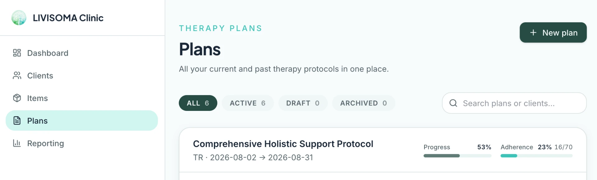 Every therapy plan in one place